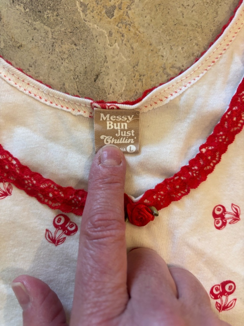 Women’s Red Cherry Print Tank & Short Sleep Set - Picture 2 of 7